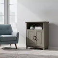 Teamson Home Russell Freestanding 2-Door Storage Floor Cabinet with Open Shelf, Salt Oak