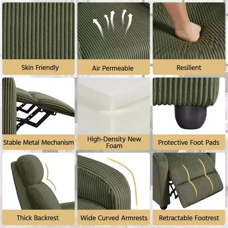 Yaheetech Set di 2 Poltrone Reclinabili Moderne con Molle Insacchettate per Soggiorno, Camera da Letto, Home Theater