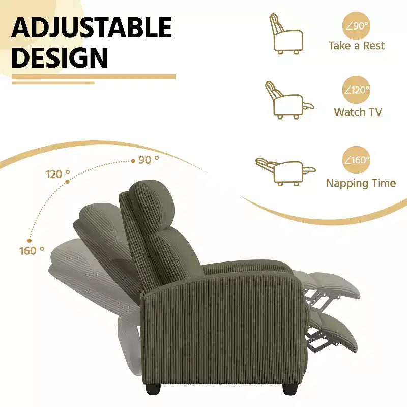 Yaheetech Set di 2 Poltrone Reclinabili Moderne con Molle Insacchettate per Soggiorno, Camera da Letto, Home Theater