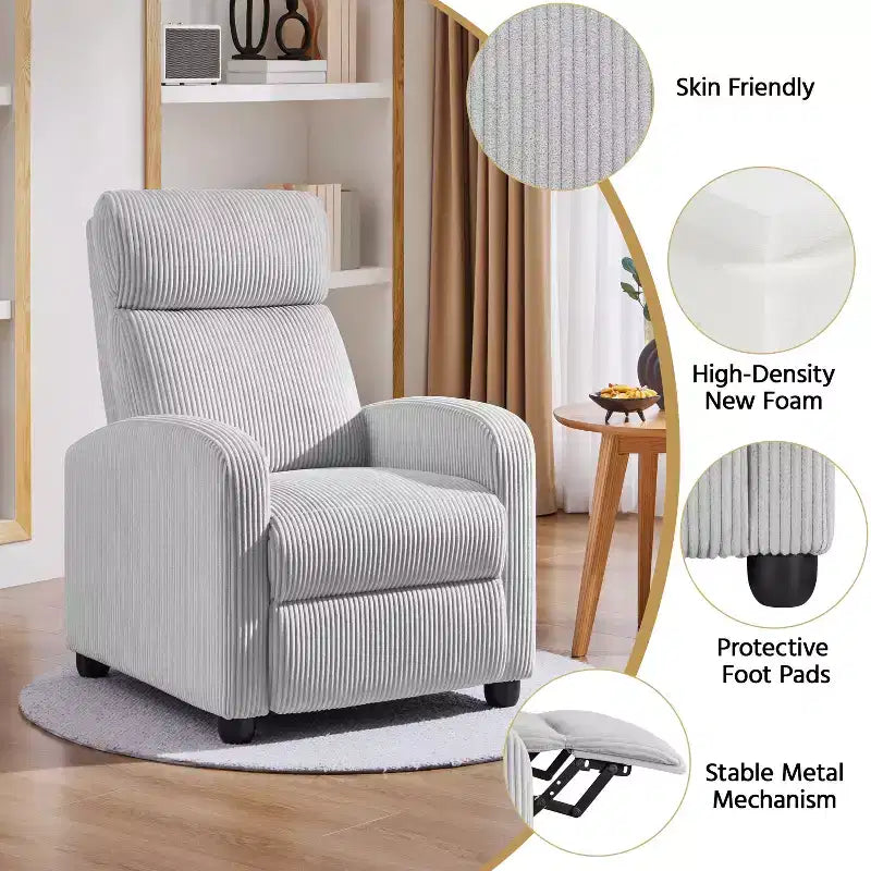 Yaheetech Set di 2 Poltrone Reclinabili Moderne con Molle Insacchettate per Soggiorno, Camera da Letto, Home Theater