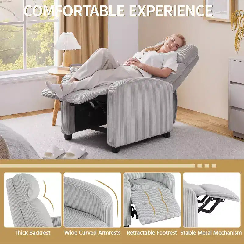 Yaheetech Set di 2 Poltrone Reclinabili Moderne con Molle Insacchettate per Soggiorno, Camera da Letto, Home Theater