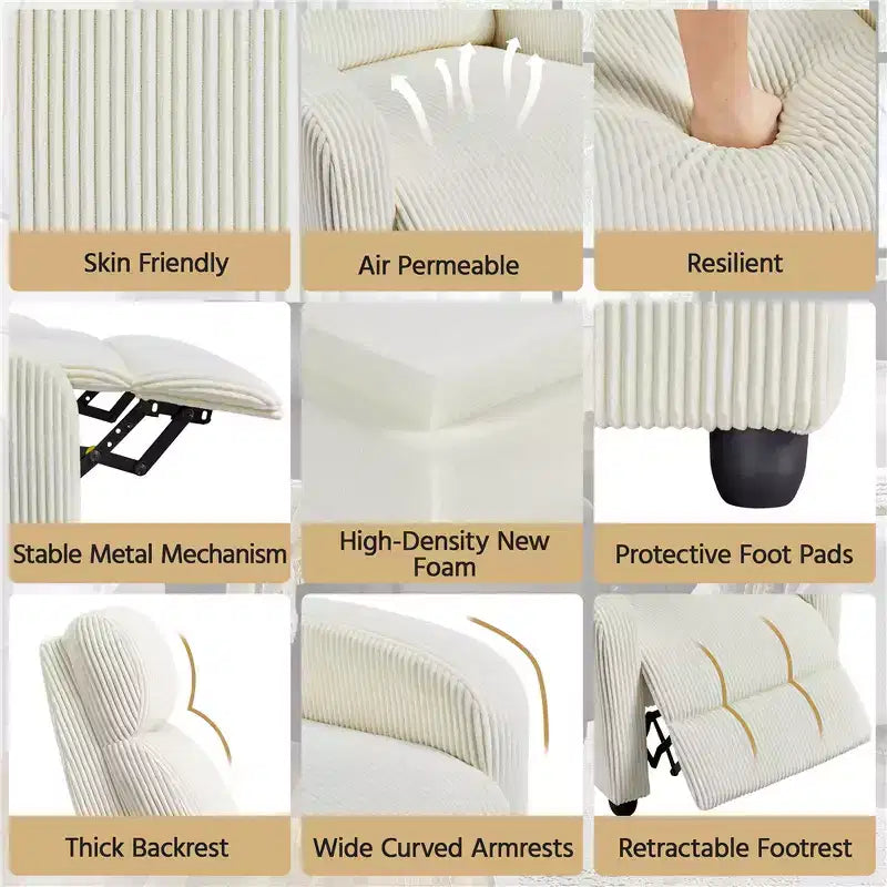 Yaheetech Set di 2 Poltrone Reclinabili Moderne con Molle Insacchettate per Soggiorno, Camera da Letto, Home Theater