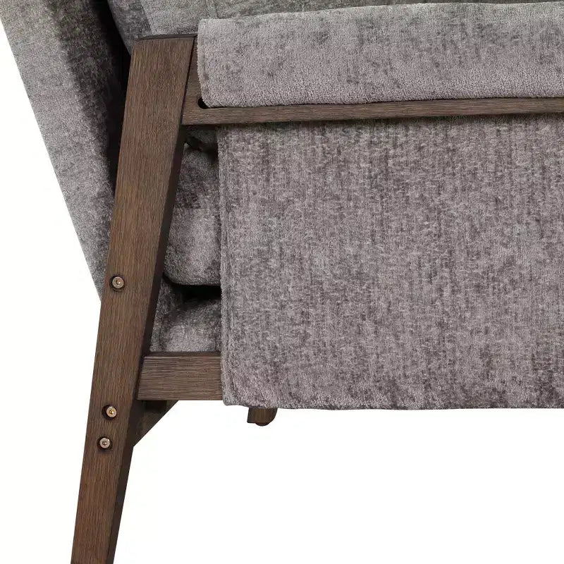 Okak Poltrona moderna in velluto Sedia da soggiorno imbottita Stile metà secolo con gambe in legno di gomma per sala lettura camera da letto