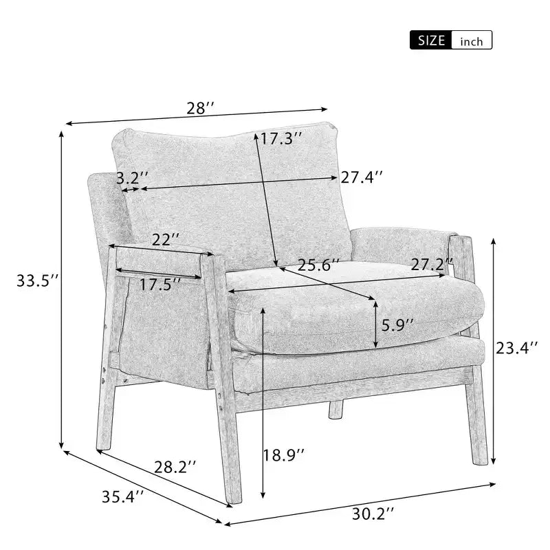 Okak Poltrona moderna in velluto Sedia da soggiorno imbottita Stile metà secolo con gambe in legno di gomma per sala lettura camera da letto