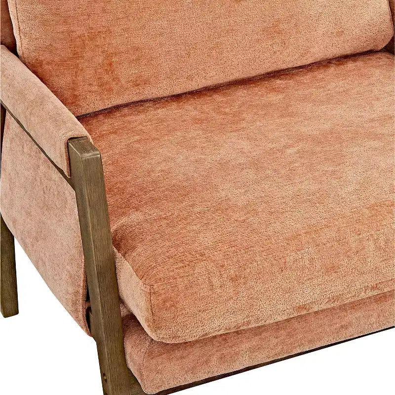 Okak Poltrona moderna in velluto Sedia da soggiorno imbottita Stile metà secolo con gambe in legno di gomma per sala lettura camera da letto