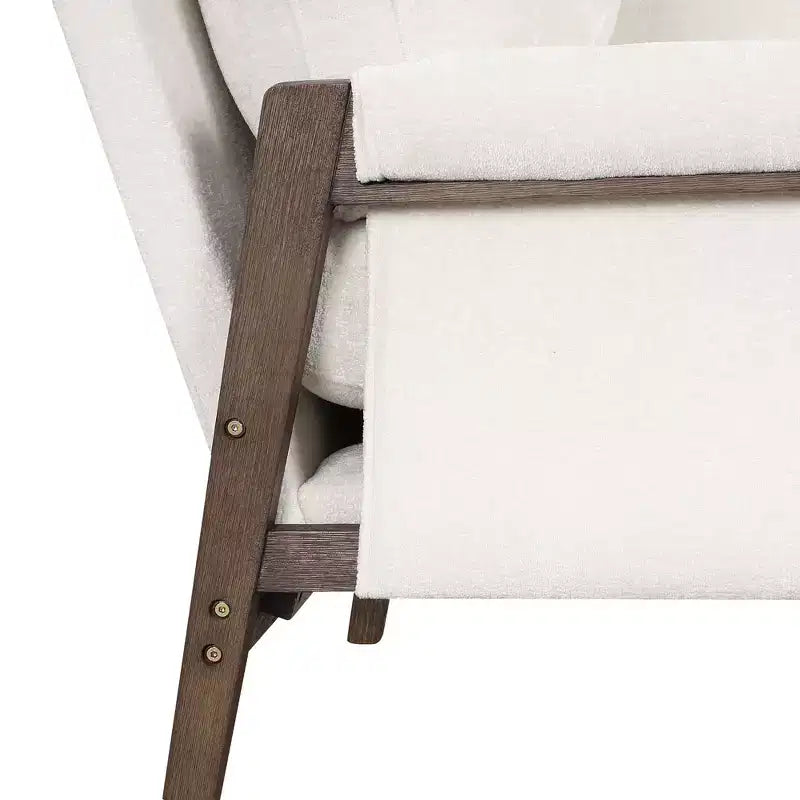Okak Poltrona moderna in velluto Sedia da soggiorno imbottita Stile metà secolo con gambe in legno di gomma per sala lettura camera da letto