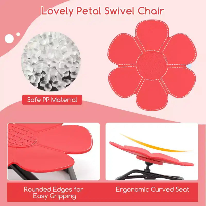 Sedia girevole sensoriale Costway per bambini con base metallica antiscivolo per bambini autistici, da interno/esterno, colore blu/rosso a petalo
