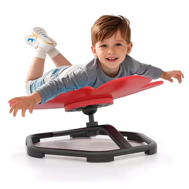 Sedia girevole sensoriale Costway per bambini con base metallica antiscivolo per bambini autistici, da interno/esterno, colore blu/rosso a petalo