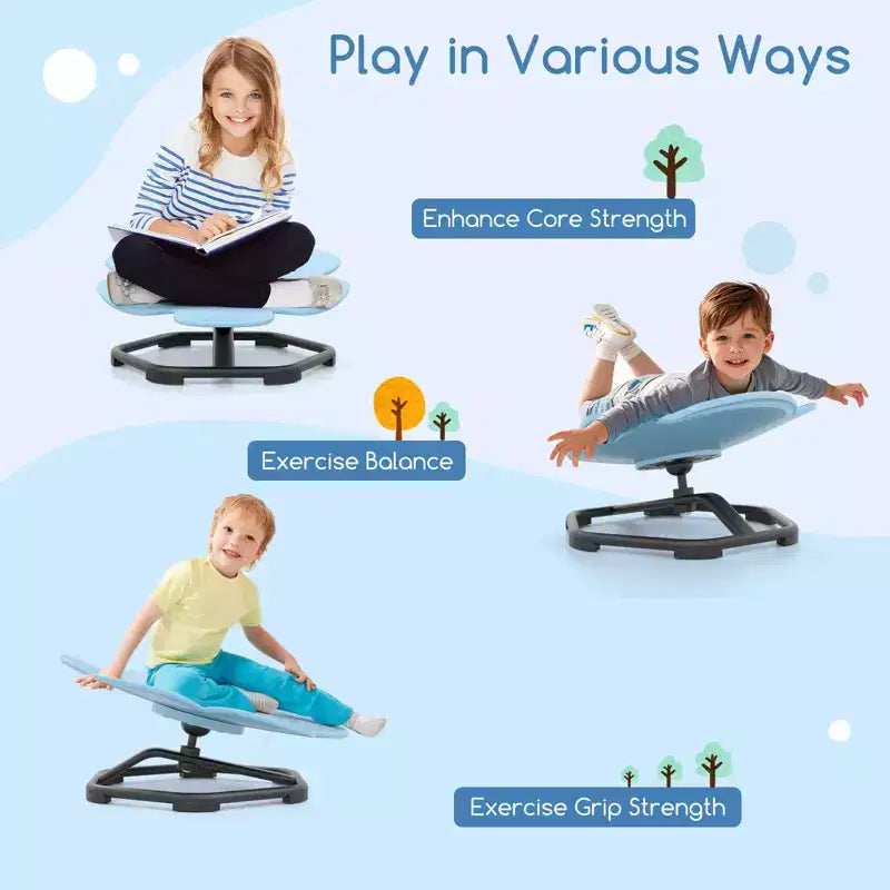 Sedia girevole sensoriale Costway per bambini con base metallica antiscivolo per bambini autistici, da interno/esterno, colore blu/rosso a petalo