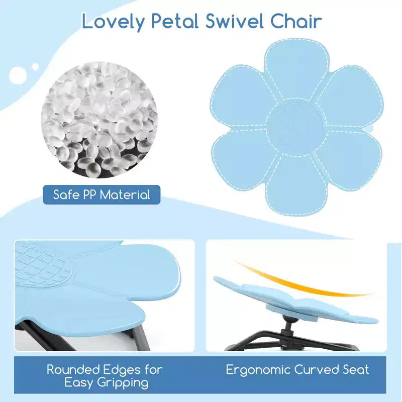 Sedia girevole sensoriale Costway per bambini con base metallica antiscivolo per bambini autistici, da interno/esterno, colore blu/rosso a petalo