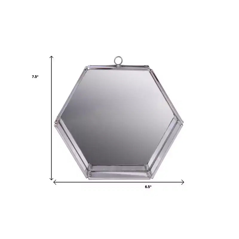 HomeRoots 8 Specchio decorativo esagonale argento con cornice in acciaio