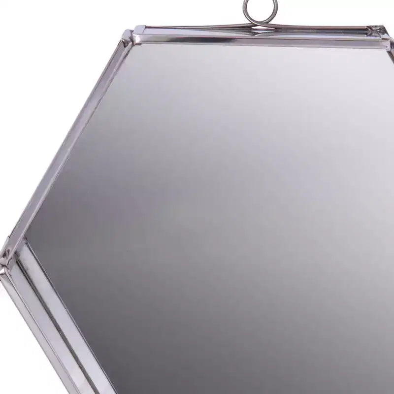 HomeRoots 8 Specchio decorativo esagonale argento con cornice in acciaio