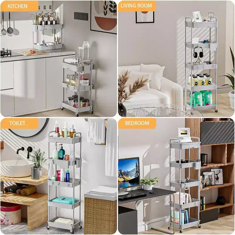 Carrello a 5 ripiani Tree City con cassetto, organizer mobile salvaspazio per cucina - Capacità 150 kg