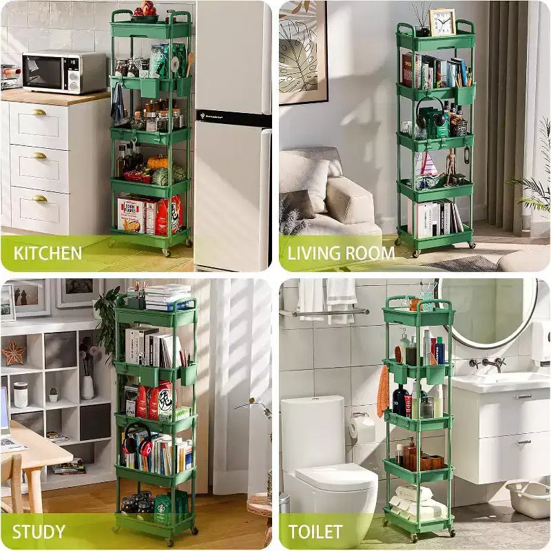Carrello a 5 ripiani Tree City con cassetto, organizer mobile salvaspazio per cucina - Capacità 150 kg