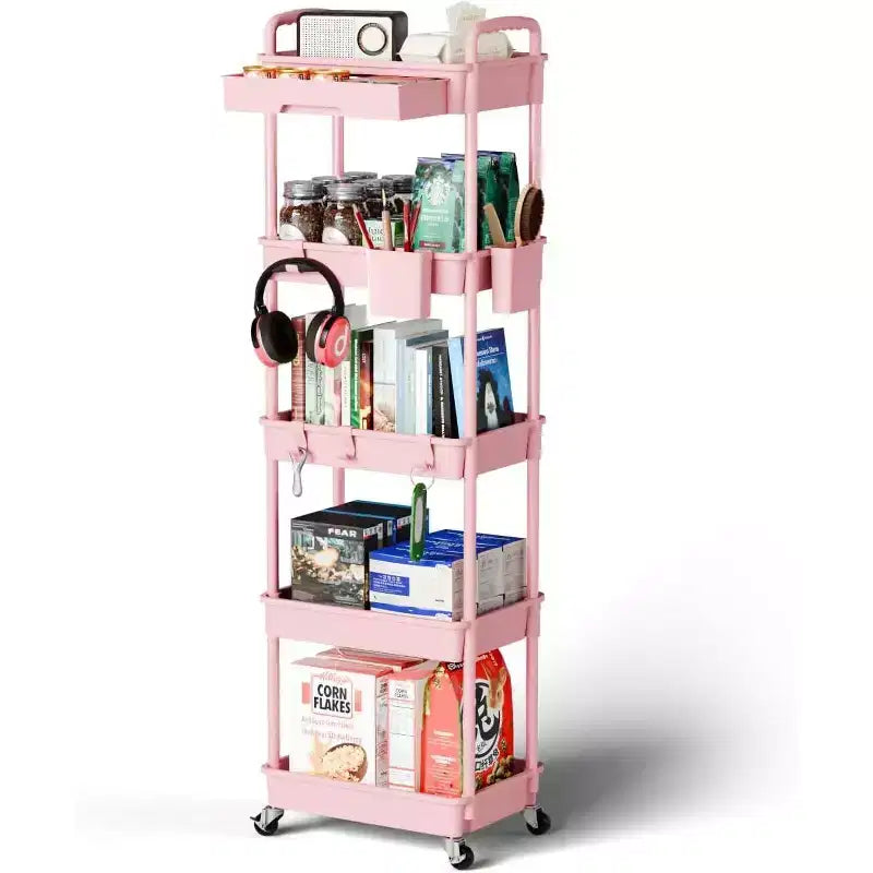 Carrello a 5 ripiani Tree City con cassetto, organizer mobile salvaspazio per cucina - Capacità 150 kg