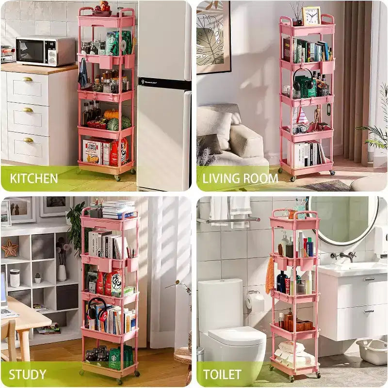 Carrello a 5 ripiani Tree City con cassetto, organizer mobile salvaspazio per cucina - Capacità 150 kg