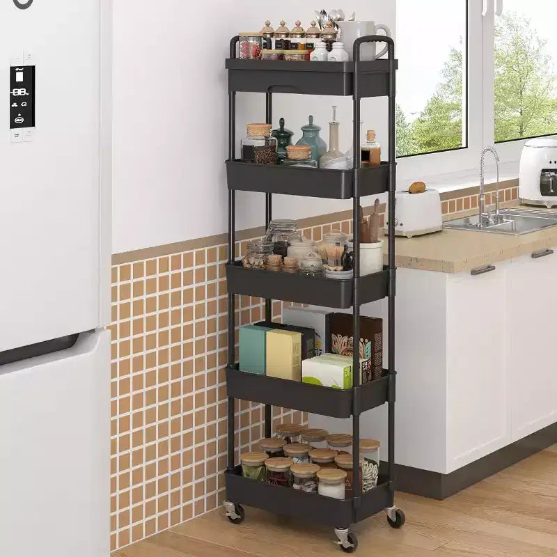 Carrello a 5 ripiani Tree City con cassetto, organizer mobile salvaspazio per cucina - Capacità 150 kg