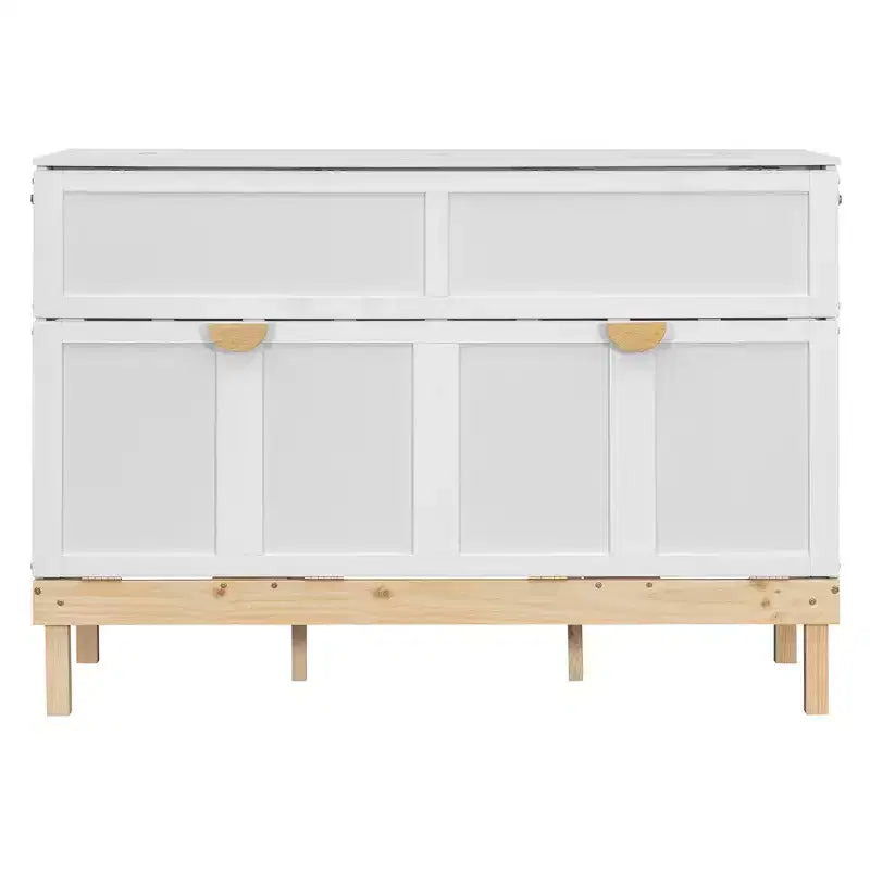 Letto a scomparsa Queen Size Merax con maniglie e gambe in legno massello di pino, elegante