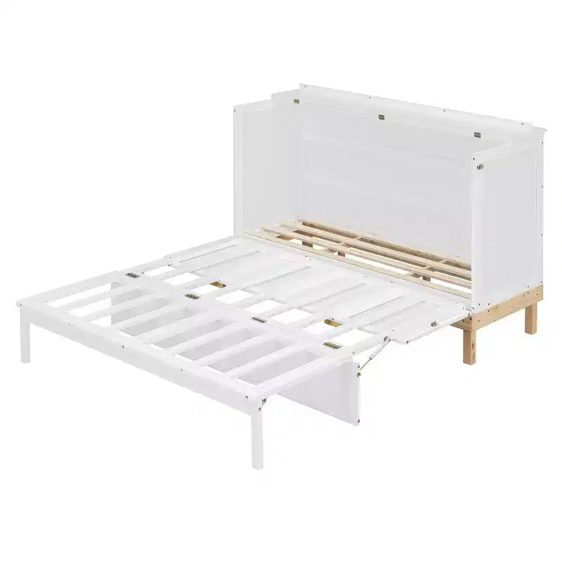 Letto a scomparsa Queen Size Merax con maniglie e gambe in legno massello di pino, elegante