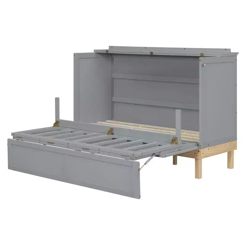 Letto a scomparsa Queen Size Merax con maniglie e gambe in legno massello di pino, elegante