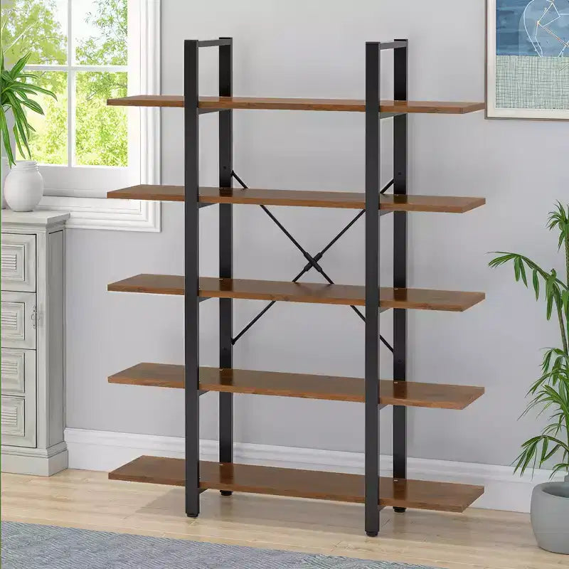 MAYEERTY 47 Long 5-Tier Bookshelf Scaffale a 5 Ripiani con Pannello E1 Ecologico Design Moderno e Aerodinamico