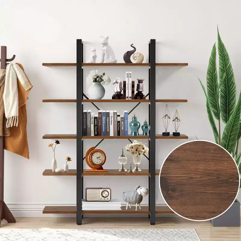 MAYEERTY 47 Long 5-Tier Bookshelf Scaffale a 5 Ripiani con Pannello E1 Ecologico Design Moderno e Aerodinamico
