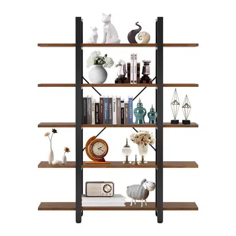 MAYEERTY 47 Long 5-Tier Bookshelf Scaffale a 5 Ripiani con Pannello E1 Ecologico Design Moderno e Aerodinamico