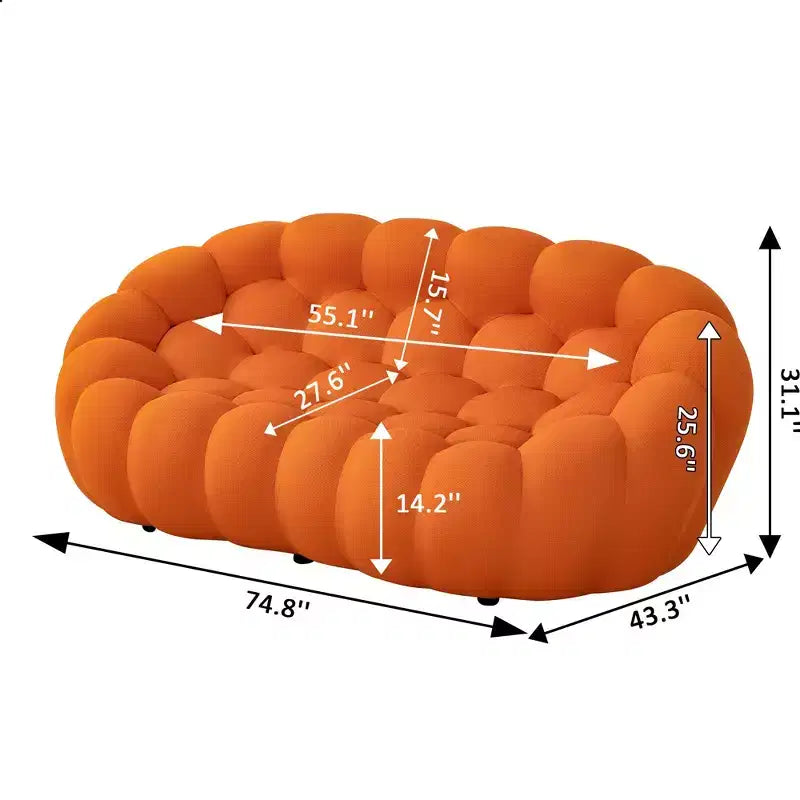 MAYEERTY 74.8 Divanetto Moderno Bubble a 2 Posti, Divano Imbottito in Tessuto a Rete 3D per Soggiorno