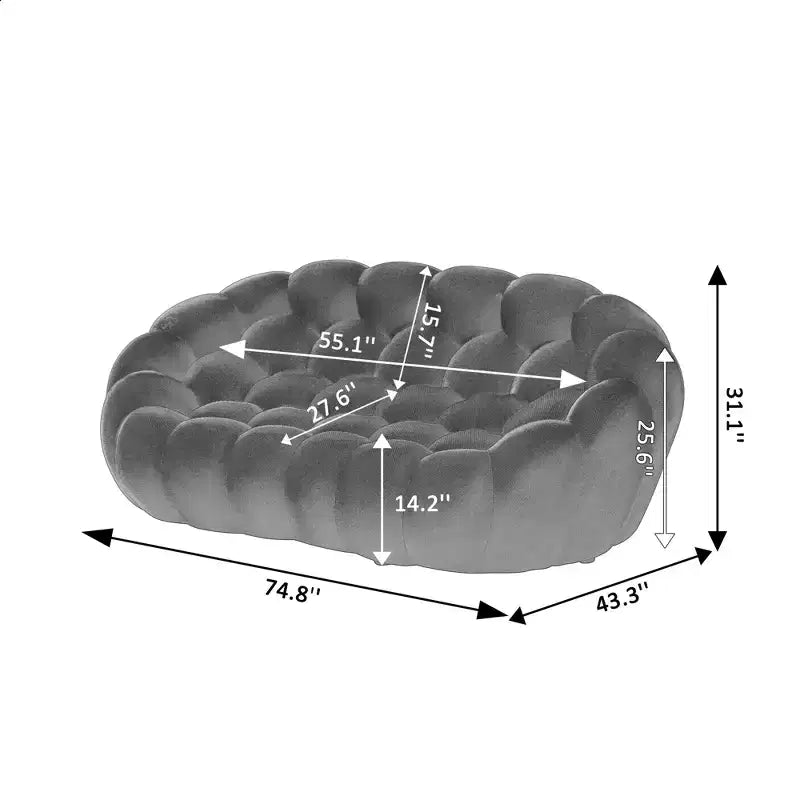 MAYEERTY 74.8 Divanetto Moderno Bubble a 2 Posti, Divano Imbottito in Tessuto a Rete 3D per Soggiorno