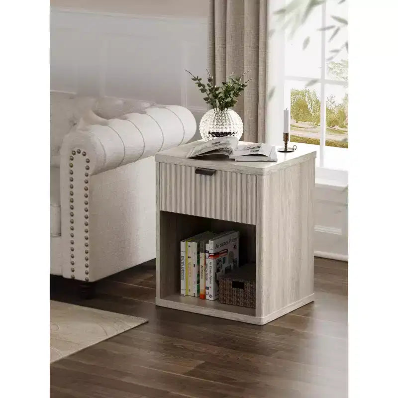 Dyonery Comodino Scandinavo Comodino con Cassetti a Scomparsa Mobile Contenitore Grande Comodino Moderno in Legno Stile Mid-Century