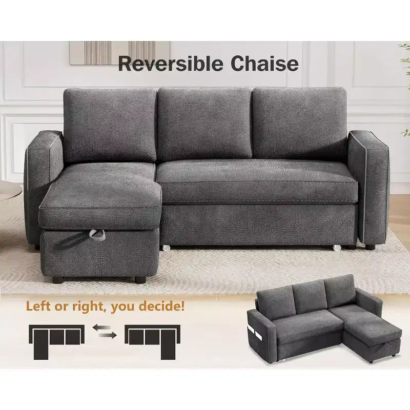 Divano letto multifunzione Dyonery da 81 pollici, divano estraibile, nessun attrezzo richiesto per il montaggio, due opzioni di tessuto disponibili