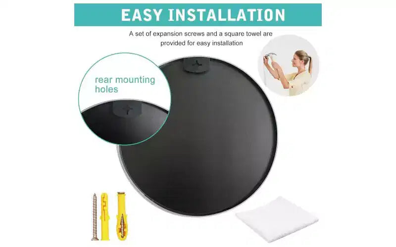 Specchio da bagno rotondo con cornice in metallo nero da 32 pollici per parete.