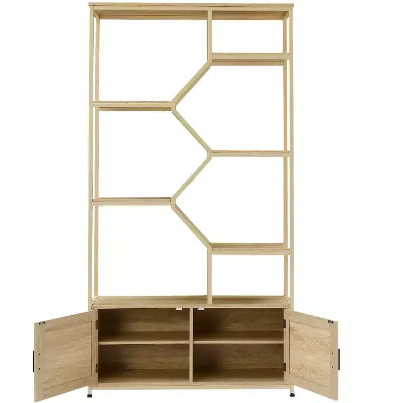 Libreria Moderna in Legno con Mobiletto e 7 Ripiani – Unità di Esposizione e Contenimento Alta 192 cm
