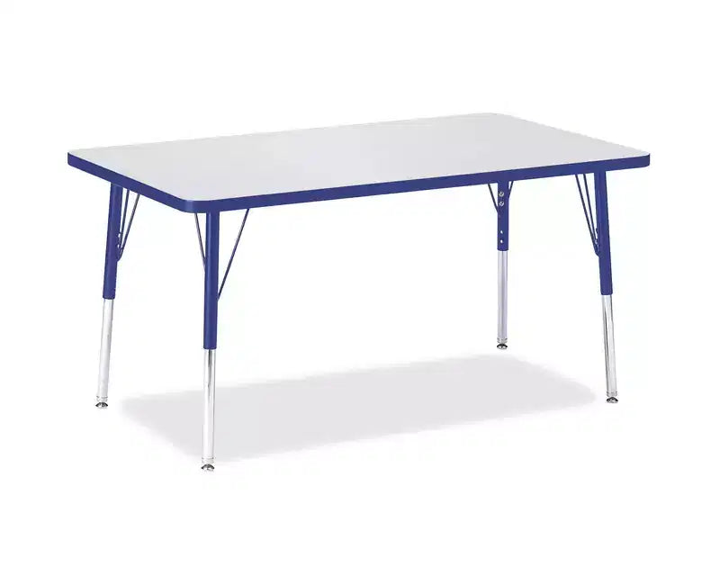 Tavolo per attività rettangolare ad altezza adulta 76x122 cm – Bordo colorato, Blu, per aula o ufficio