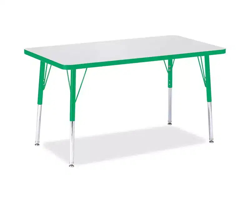 Tavolo per attività rettangolare ad altezza adulta 60x90 cm – Bordo colorato, verde, per aula o ufficio
