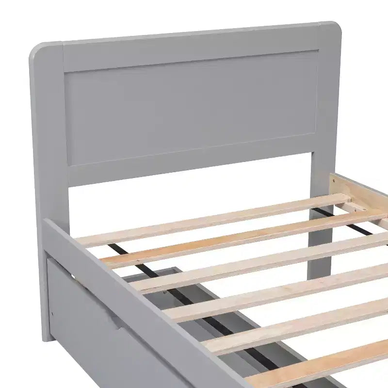 Struttura letto a piattaforma moderna doppia Okak con 2 cassetti portaoggetti, robusto letto a piattaforma in legno, silenzioso, non richiede molle, facile da montare