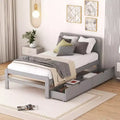 Struttura letto a piattaforma moderna doppia Okak con 2 cassetti portaoggetti, robusto letto a piattaforma in legno, silenzioso, non richiede molle, facile da montare
