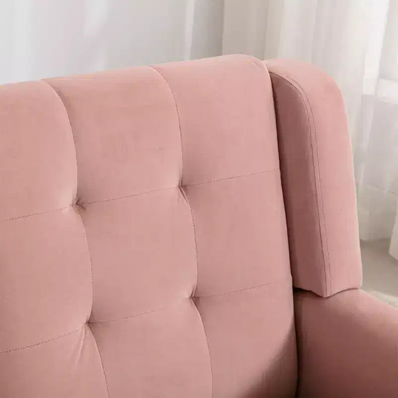 Poltrona moderna con bottoni Okak, poltrona da soggiorno imbottita con braccioli e gambe in legno nero, ergonomica per camera da letto