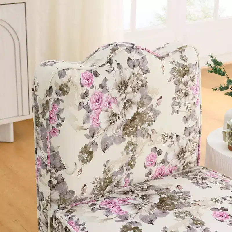 Sedia da pranzo accentata in flanella con cuscino morbido e cuscino abbinato – Sedia da salotto per camera da letto