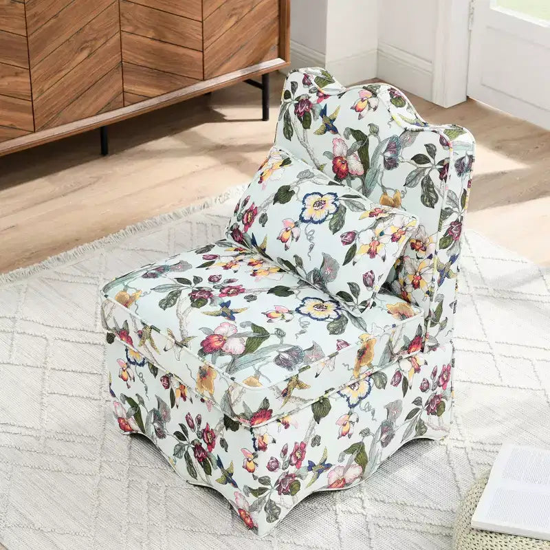 Sedia da pranzo accentata in flanella con cuscino morbido e cuscino abbinato – Sedia da salotto per camera da letto