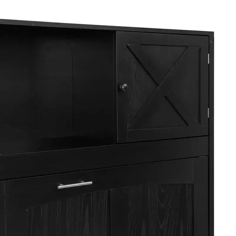 Letto a scomparsa Merax Full-Size con dettagli a X e armadietti rustici