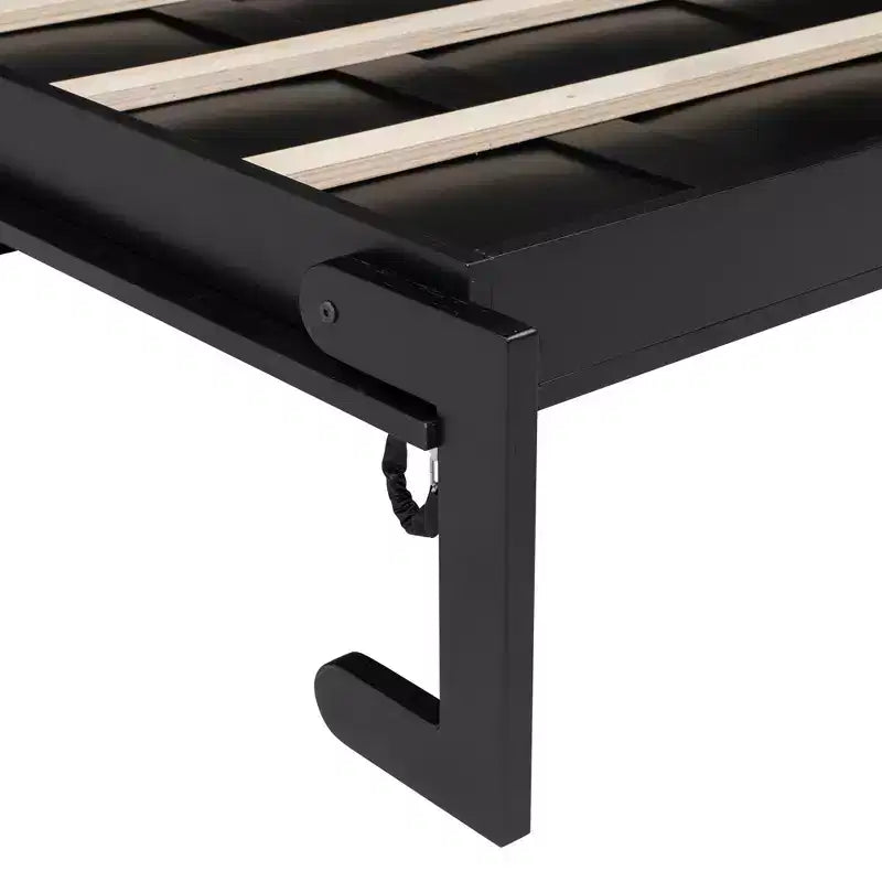 Letto a scomparsa Merax Full-Size con dettagli a X e armadietti rustici