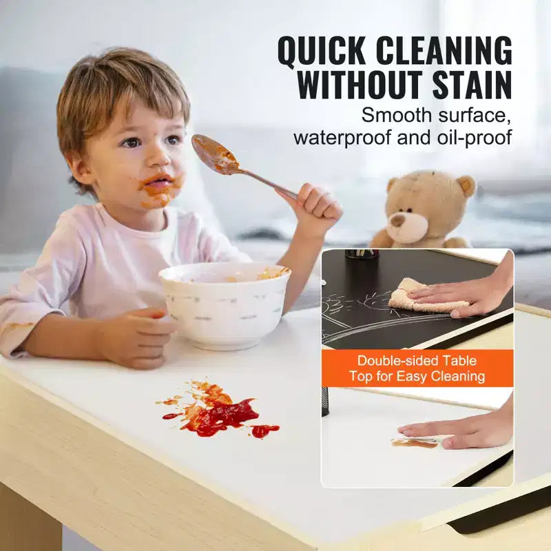 Set Tavolo e Sedie per Bambini VEVOR, Tavolo Attività in Legno con Spazio Contenitore e Scatole, Tavolo da Gioco per Bambini per Arte, Artigianato, Lettura, Apprendimento, Beige