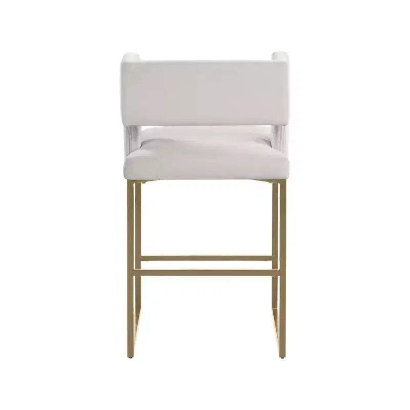 Meridian Furniture, Sgabello da bancone Caleb in velluto crema, set da 2