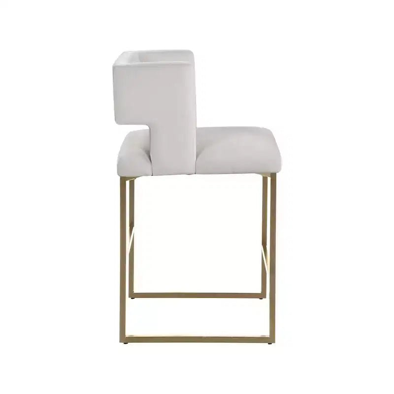 Meridian Furniture, Sgabello da bancone Caleb in velluto crema, set da 2