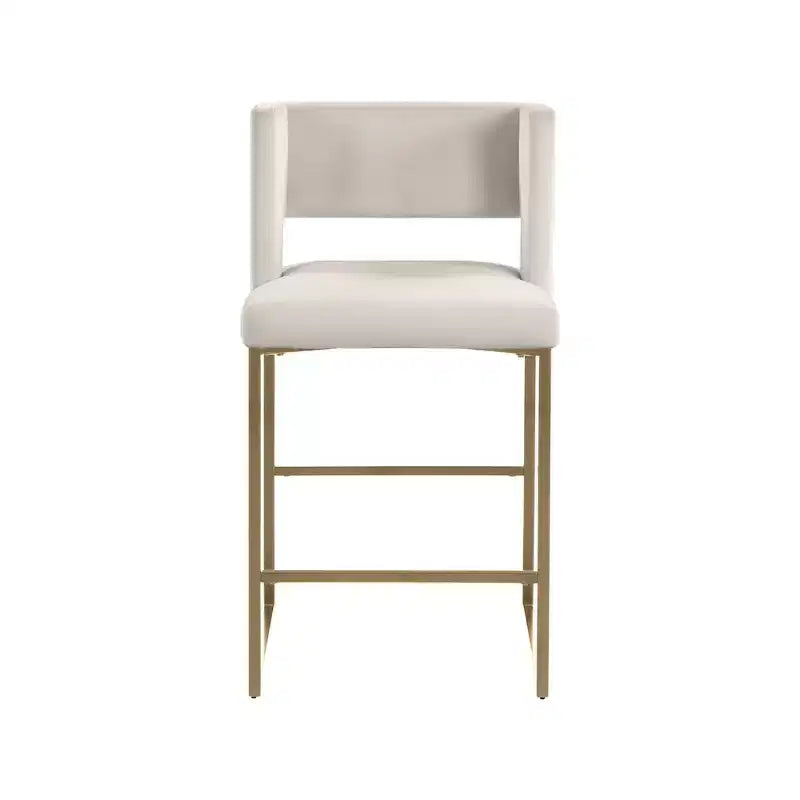 Meridian Furniture, Sgabello da bancone Caleb in velluto crema, set da 2