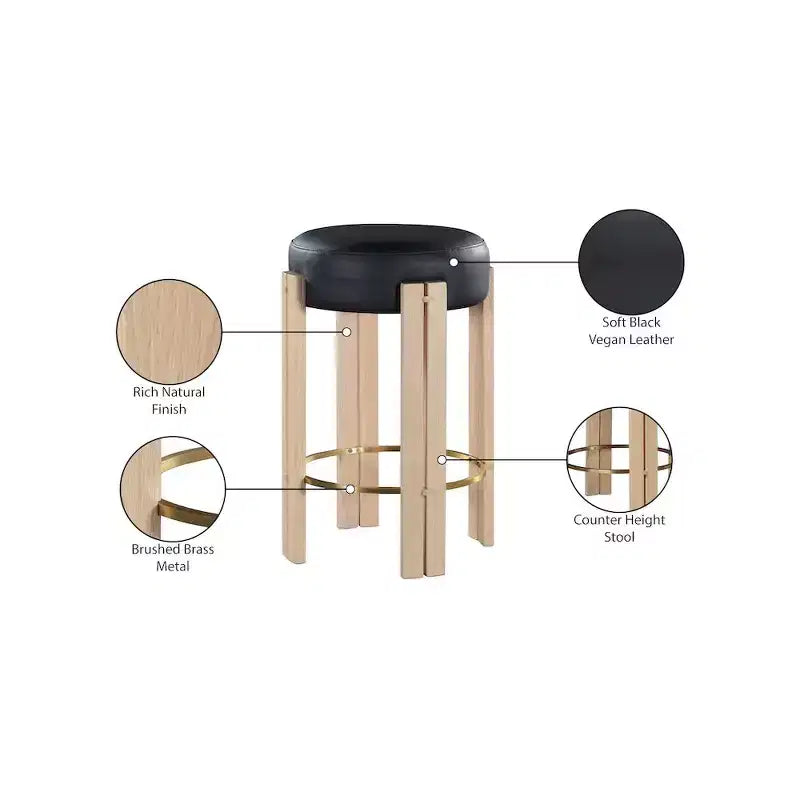 Meridian Furniture, Sgabello da bancone Harrison in pelle vegana nera