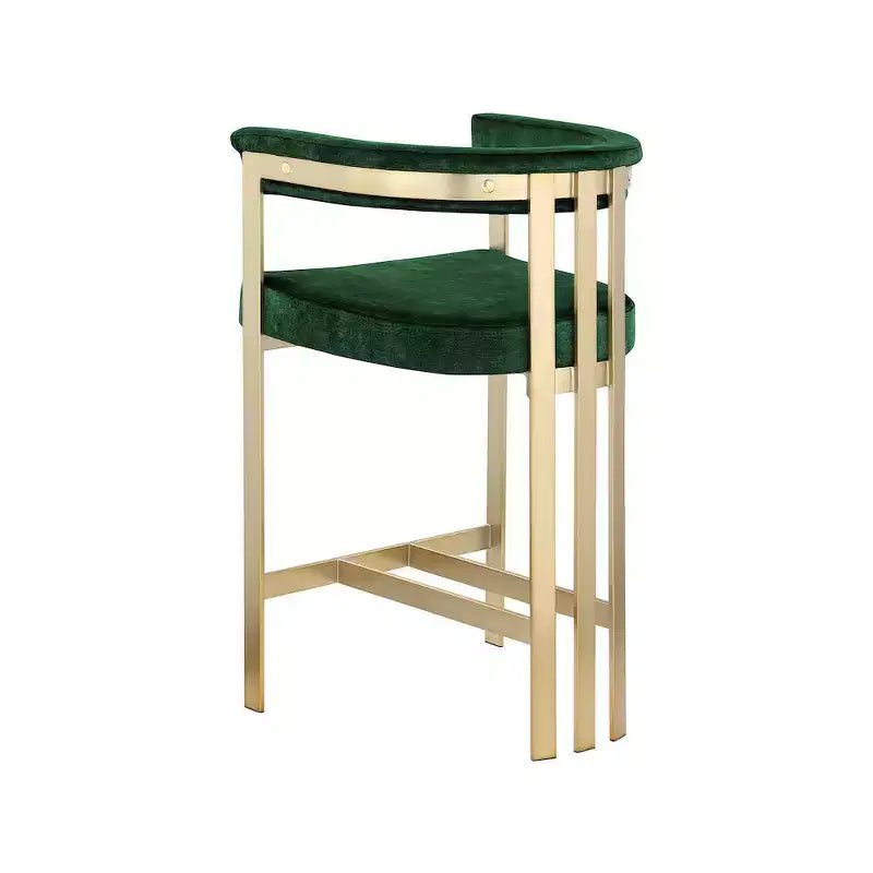 Meridian Furniture, Sgabello da bancone Marcello in velluto verde, set da 2