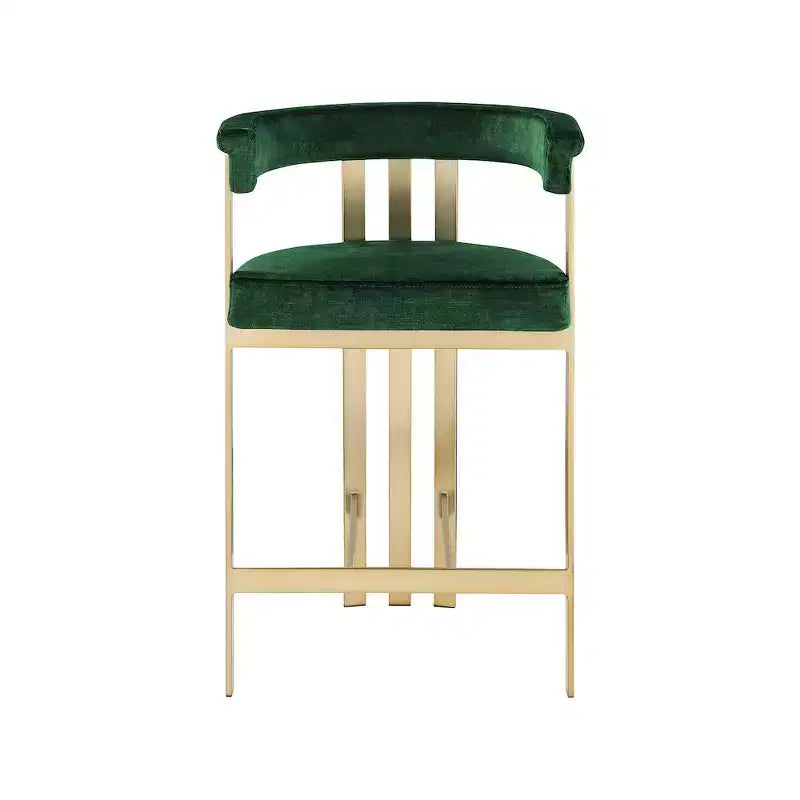 Meridian Furniture, Sgabello da bancone Marcello in velluto verde, set da 2
