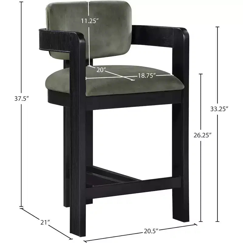 Meridian Furniture, Sgabello Sacha in Velluto Verde